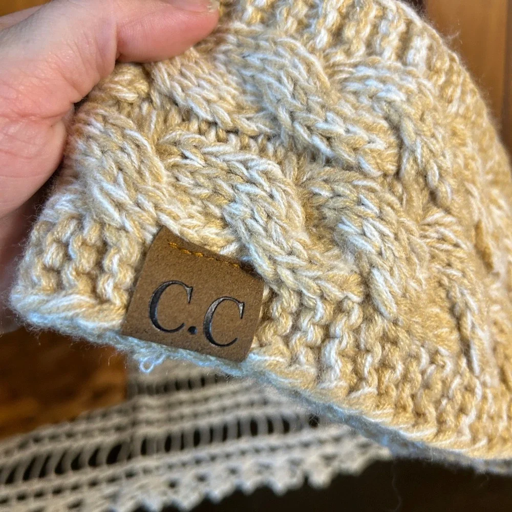 C.C. Cable Knit Headband Ear Warmer Tan Cream‎ Braided Warm Winter Fashion